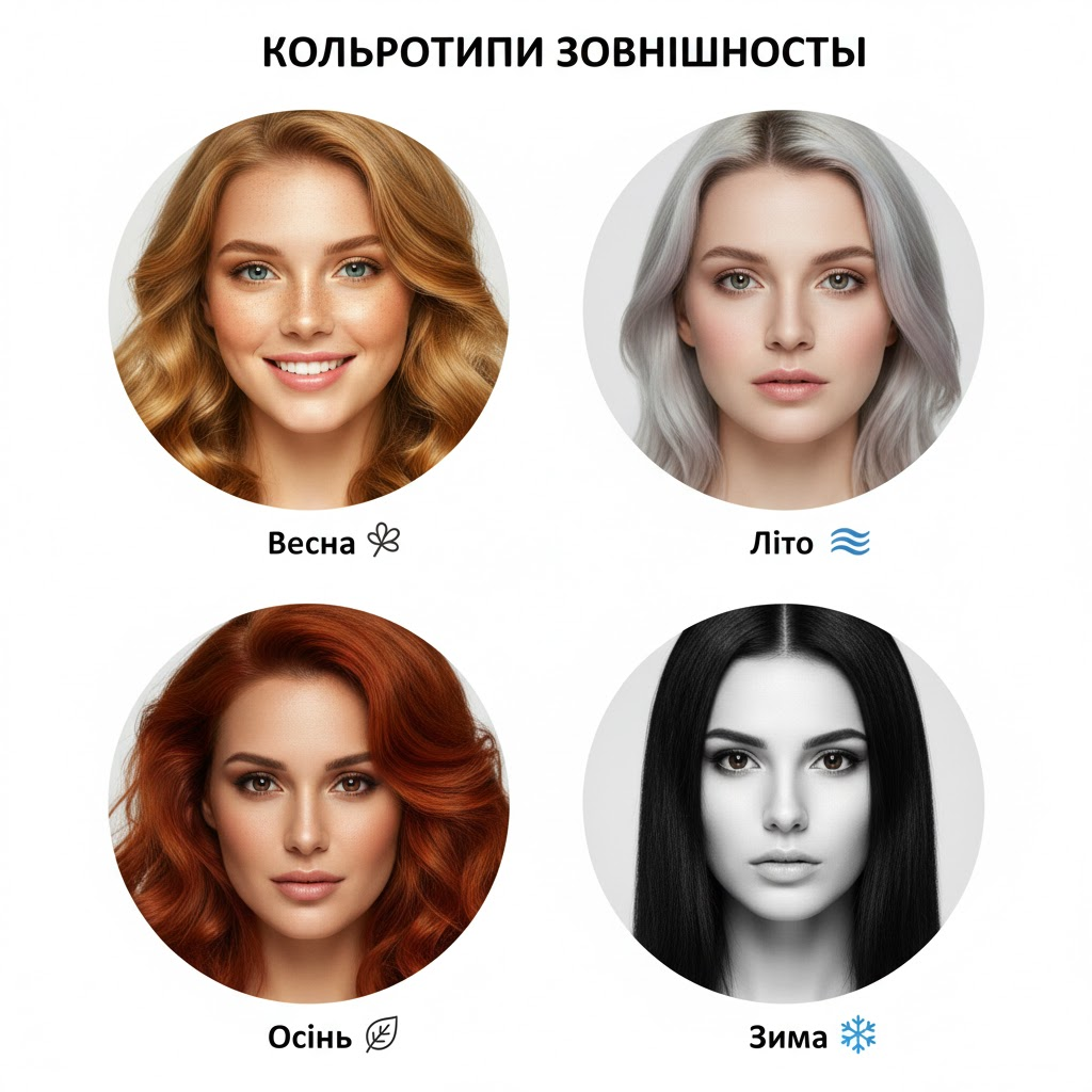 Приклади відтінків волосся для весни, літа, осені та зими