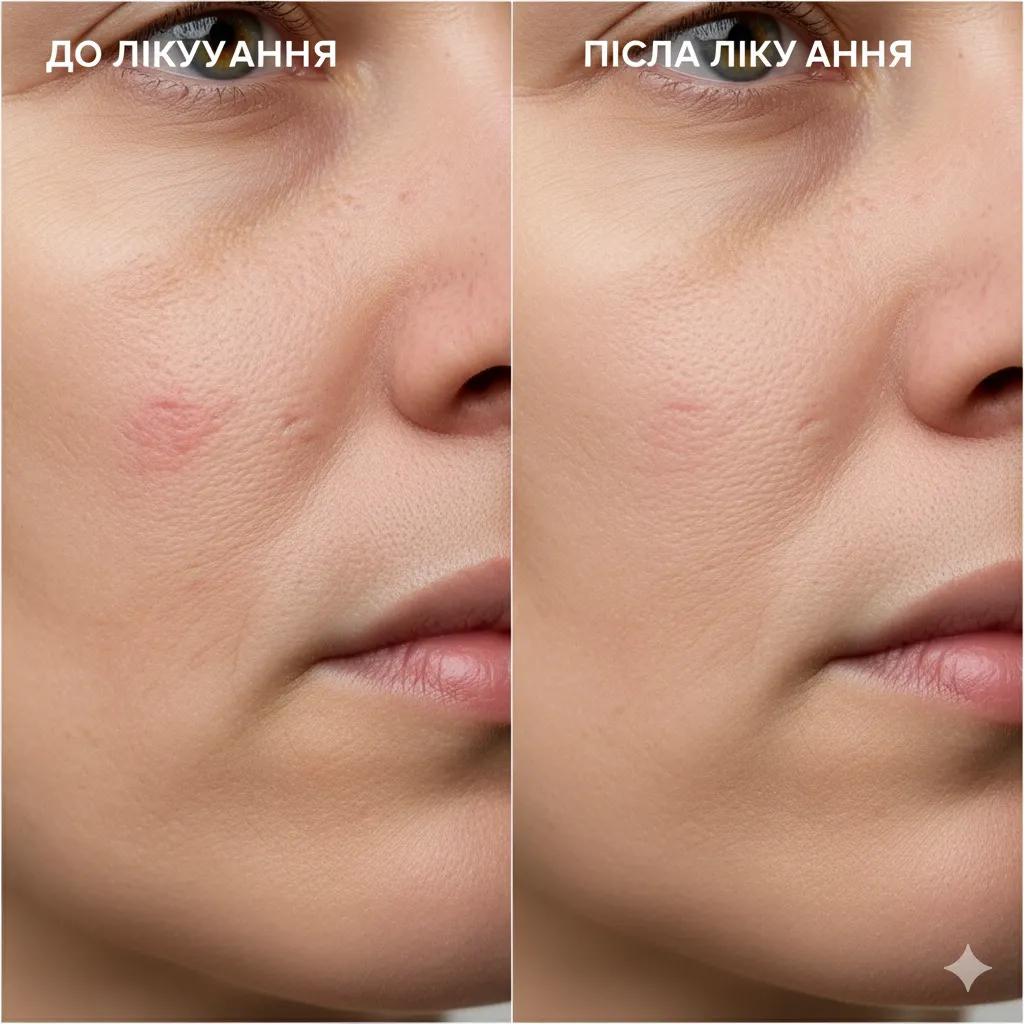 Порівняння шкіри до та після лікування постакне та рубців від акне