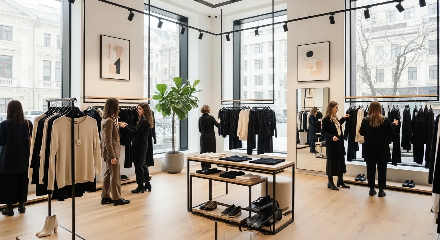 Інтер'єр сучасного магазину українських брендів одягу з покупцями