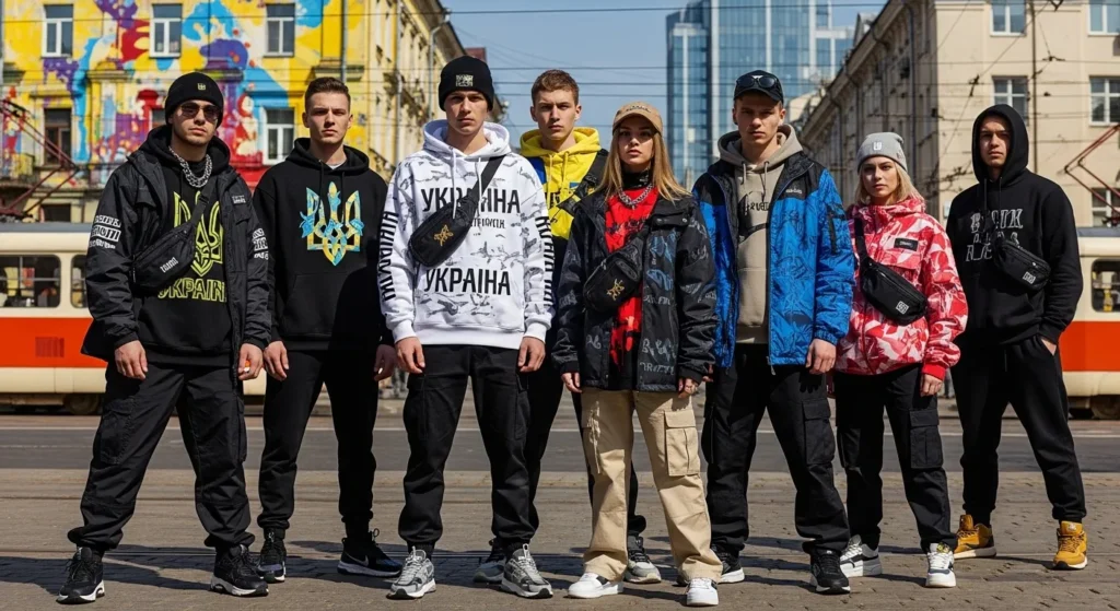 Молодь у сучасному українському стритвер одязі на вулицях Києва