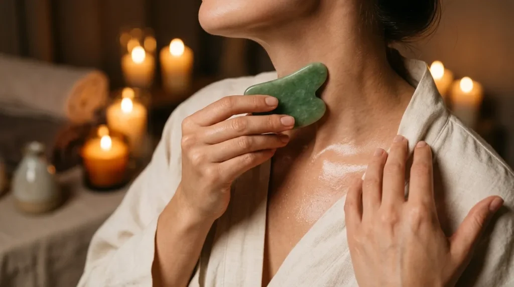 Техніка масажу гуа-ша для шкіри шиї та зони декольте в домашніх умовах