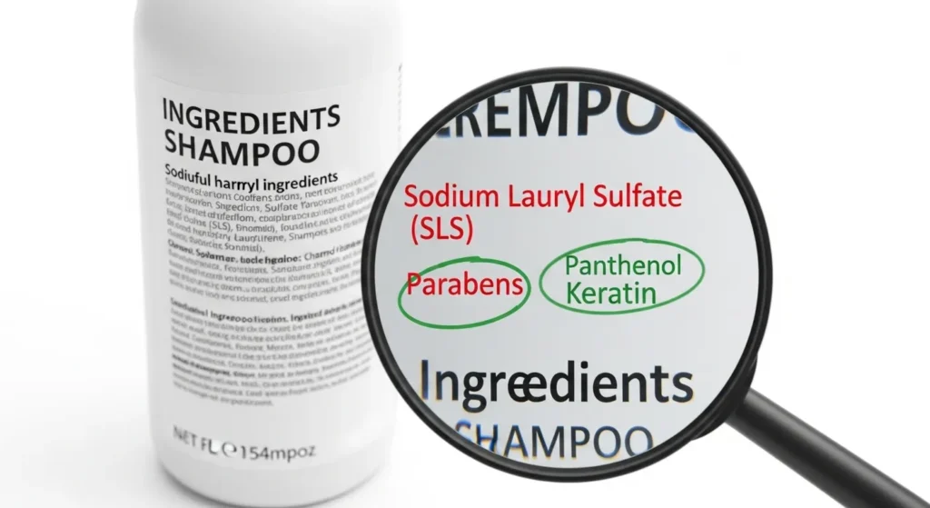 harmful ingredients like SLS and parabens in red