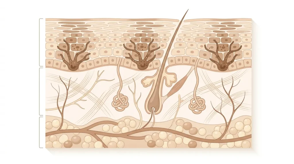 Схема утворення меланіну в шкірі при гіперпігментації