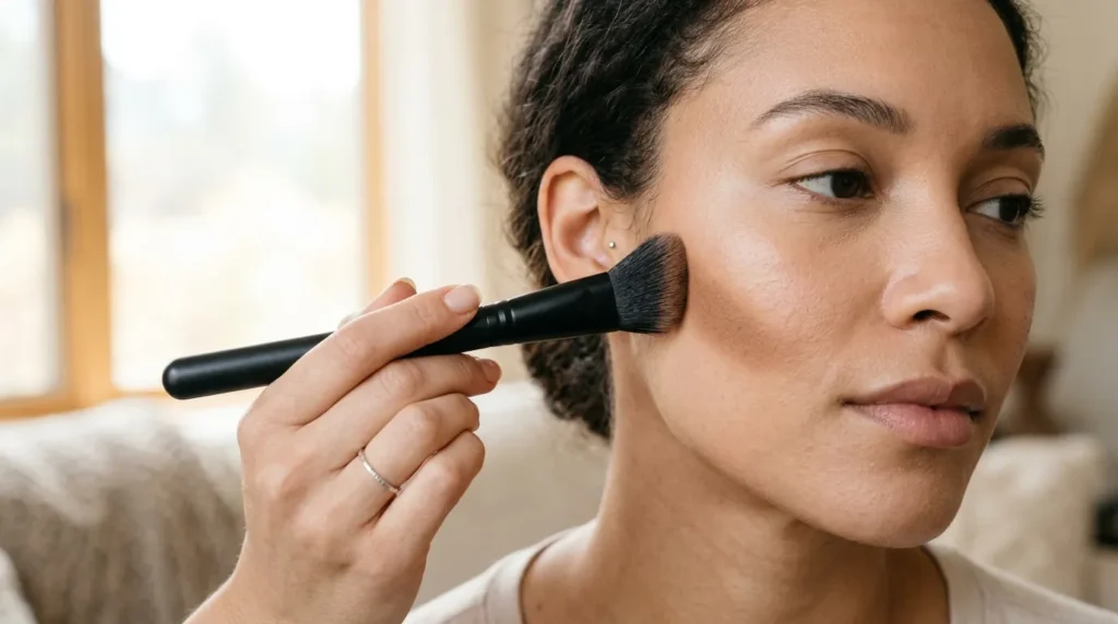 Техніка нанесення контуру скошеним пензлем під кутом 45 градусів на вилиці