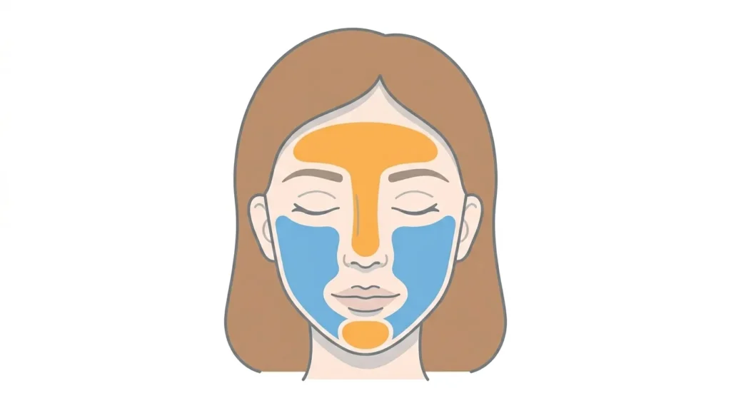 схема Т-зони і U-зони при комбінованій шкірі обличчя