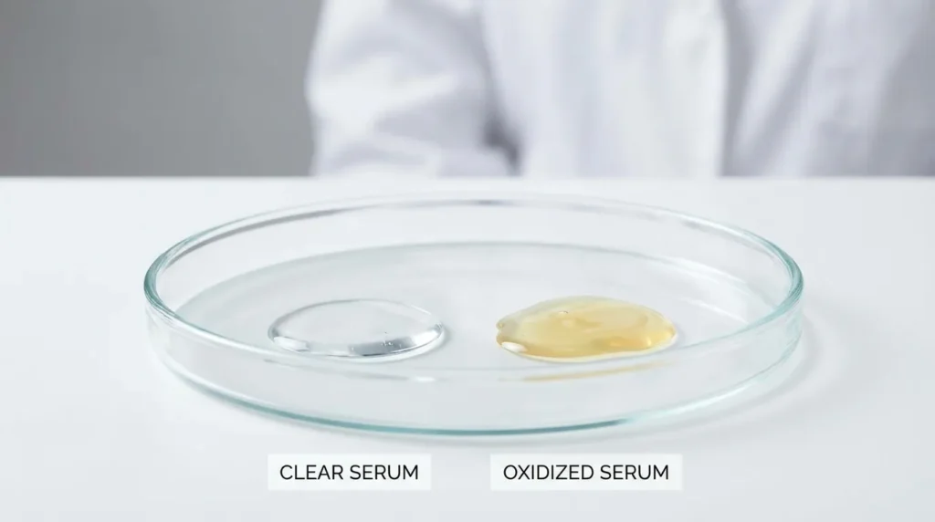 Порівняння двох форм вітаміну С у сироватках — прозора і жовтувата текстура
