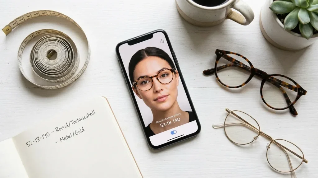 вибір окулярів онлайн — смартфон з віртуальною приміркою та розміри оправи