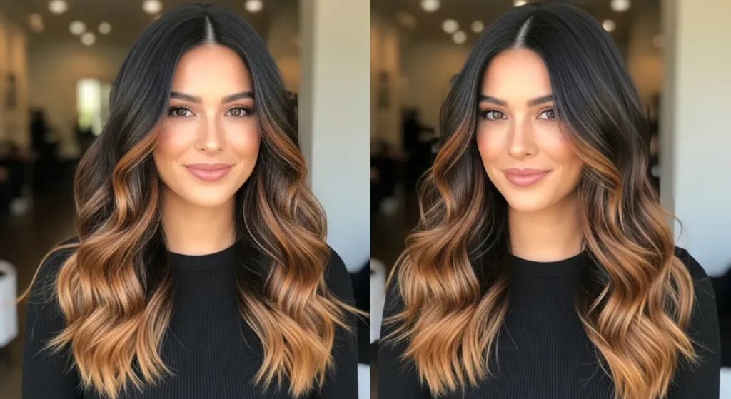 Відтінки балаяжу для темного волосся