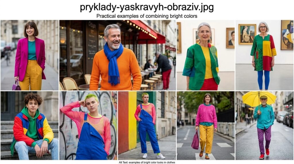 приклади яскравих кольорових образів в одязі