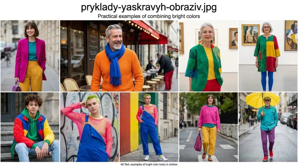 приклади яскравих кольорових образів в одязі