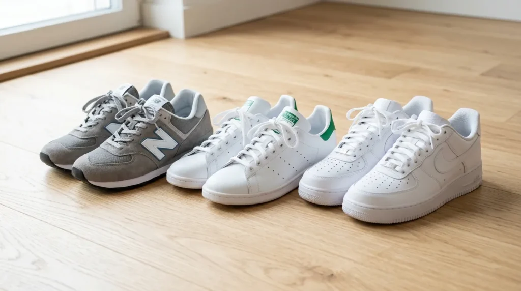 Кросівки New Balance 574, Adidas Stan Smith і Nike Air Force 1 для атлежер-образів