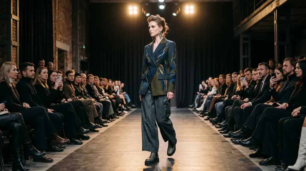 Моделі на підіумі Ukrainian Fashion Week 2026, Київ, Мистецький Арсенал