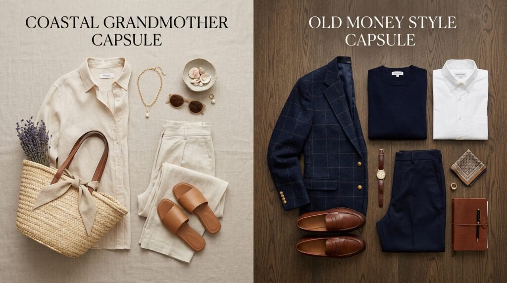 Порівняння капсули одягу coastal grandmother і old money стилю