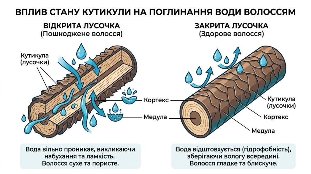 будова волосини кутикула кортекс схема пористості