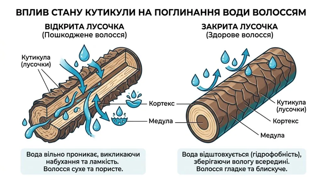 будова волосини кутикула кортекс схема пористості