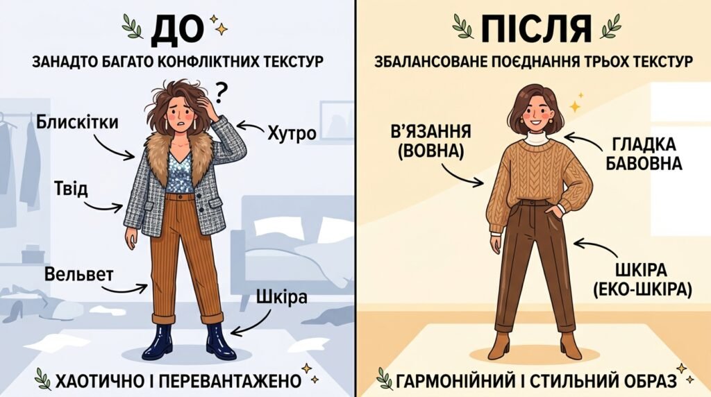типові помилки поєднання текстур в одязі